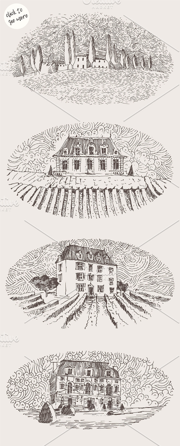 Italian landscapes, vineyards in Illustrations - product preview 1