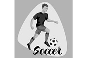 Soccer player with ball. Sports football illustration