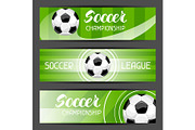 Soccer stylized banners with ball football symbol. Sports illustration