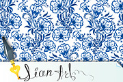 Seamless blue floral pattern.