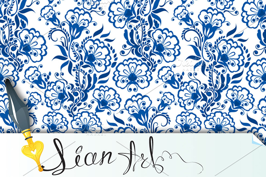 Seamless blue floral pattern. in Patterns - product preview 8