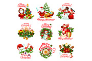 Christmas gift icon for New Year holiday card