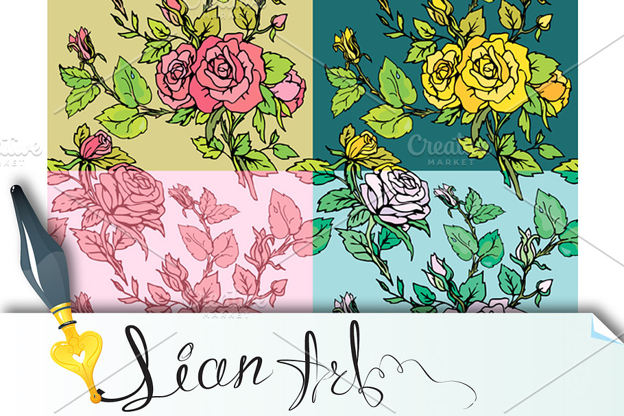 Set of Floral seamless backgrounds in Patterns - product preview 8