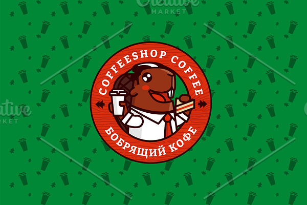 Beaver coffee logo template