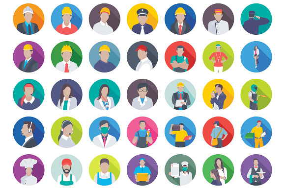 175 Professions Flat Icons in Graphics - product preview 3