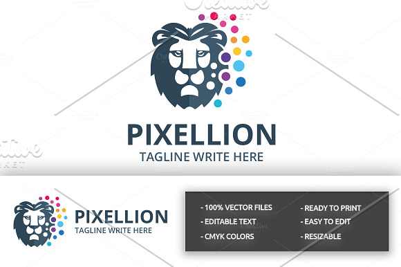 Pixel Lion Logo in Logo Templates - product preview 2