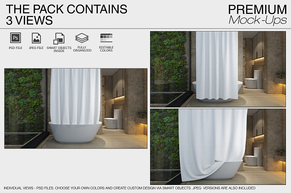Shower Curtain Mockups in Product Mockups - product preview 1