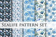 Watercolor sealife pattern set vol.2