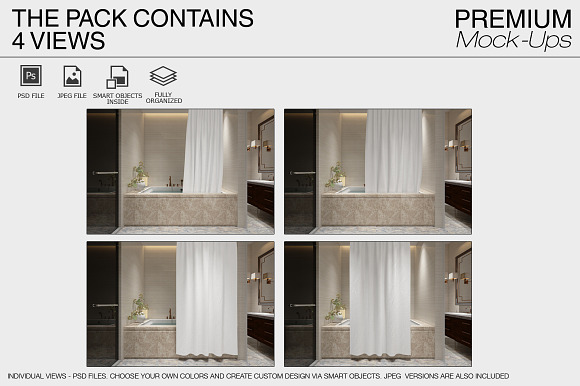 Bath Curtain Mockups in Product Mockups - product preview 1