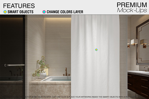 Bath Curtain Mockups in Product Mockups - product preview 4