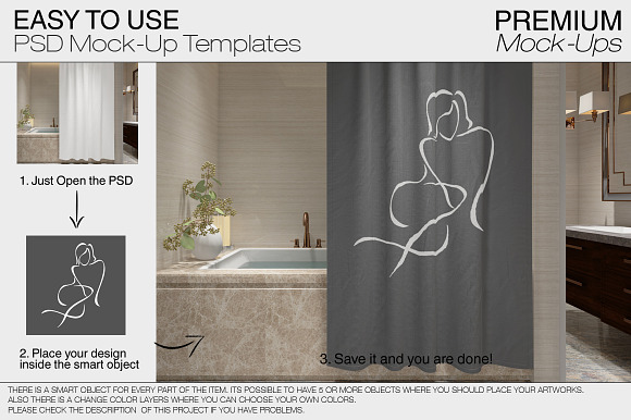 Bath Curtain Mockups in Product Mockups - product preview 7
