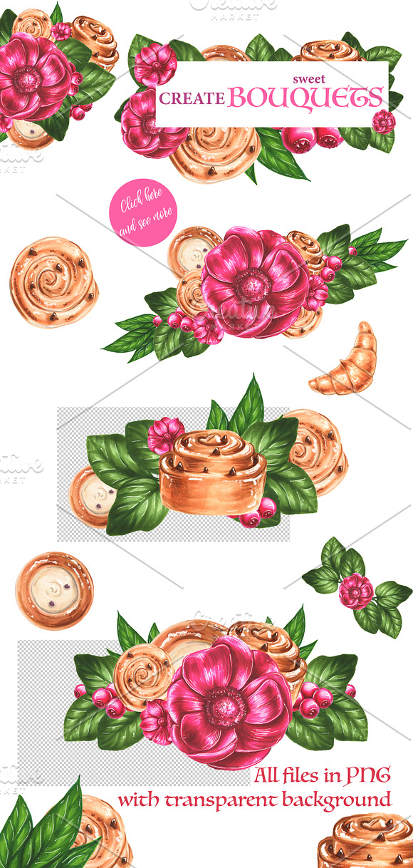 Baking and flowers collection in Illustrations - product preview 1