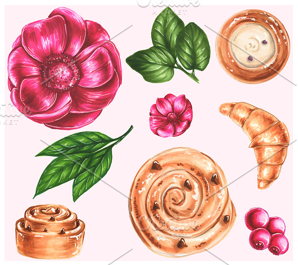 Baking and flowers collection in Illustrations - product preview 4