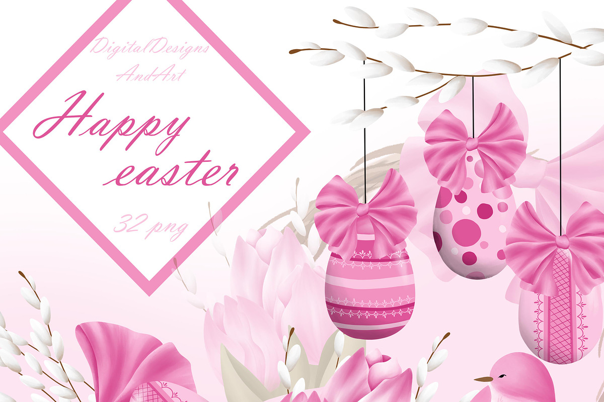 Easter in pink in Illustrations - product preview 8
