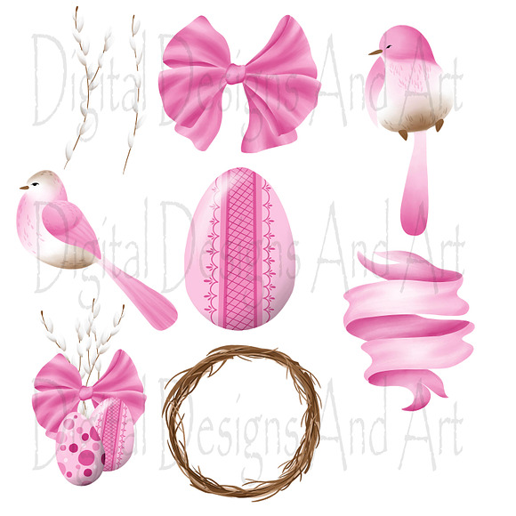 Easter in pink in Illustrations - product preview 4