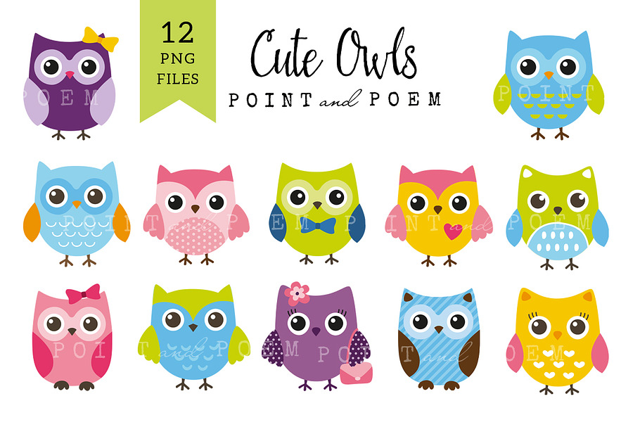 50% Off Cute Owls Clip art  in Illustrations - product preview 8