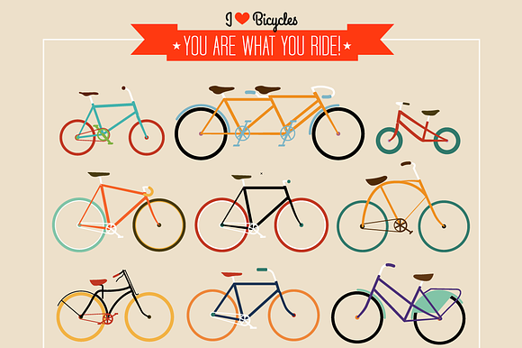 Hipster Bicycle set in Illustrations - product preview 1
