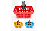 Set of shopping baskets from supermarket