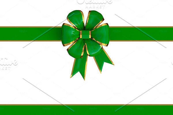 present bow in green and gold