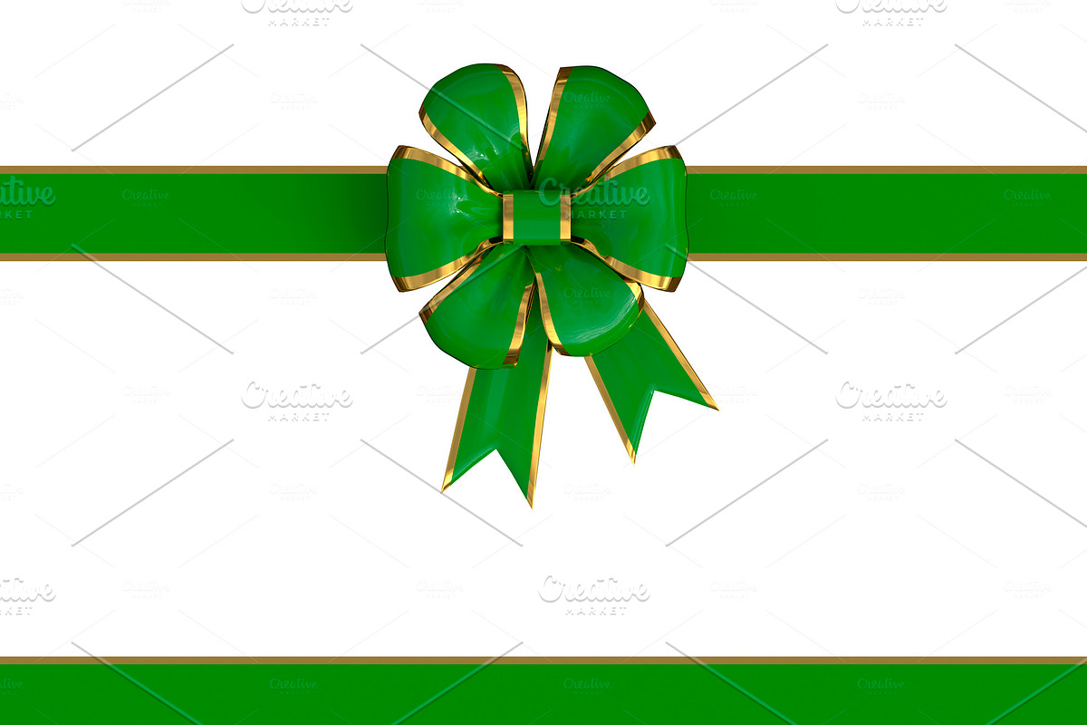 present bow in green and gold in Illustrations - product preview 8
