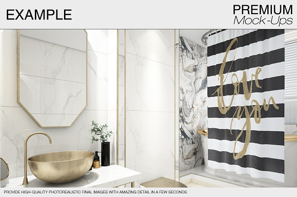 Bath Curtain Mockups in Product Mockups - product preview 7