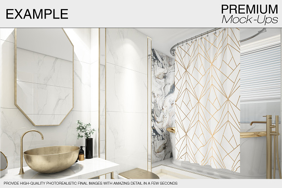 Bath Curtain Mockups in Product Mockups - product preview 9