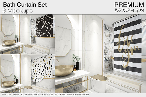 Bath Curtain Mockups in Product Mockups - product preview 11