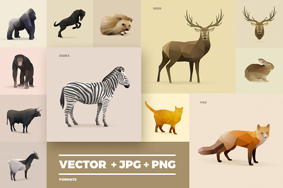Set of Polygonal Animals in Illustrations - product preview 2
