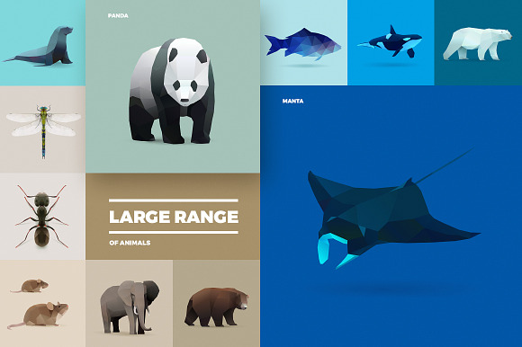 Set of Polygonal Animals in Illustrations - product preview 4
