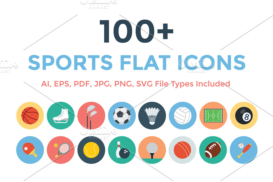 100+ Sports Flat Icons in Sports Icons - product preview 8