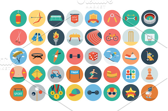 100+ Sports Flat Icons in Sports Icons - product preview 2