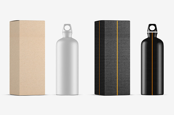 Aluminum Bottle Paper Box Mockup in Product Mockups - product preview 1
