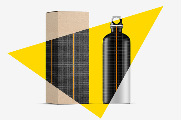 Aluminum Bottle Paper Box Mockup in Product Mockups - product preview 2