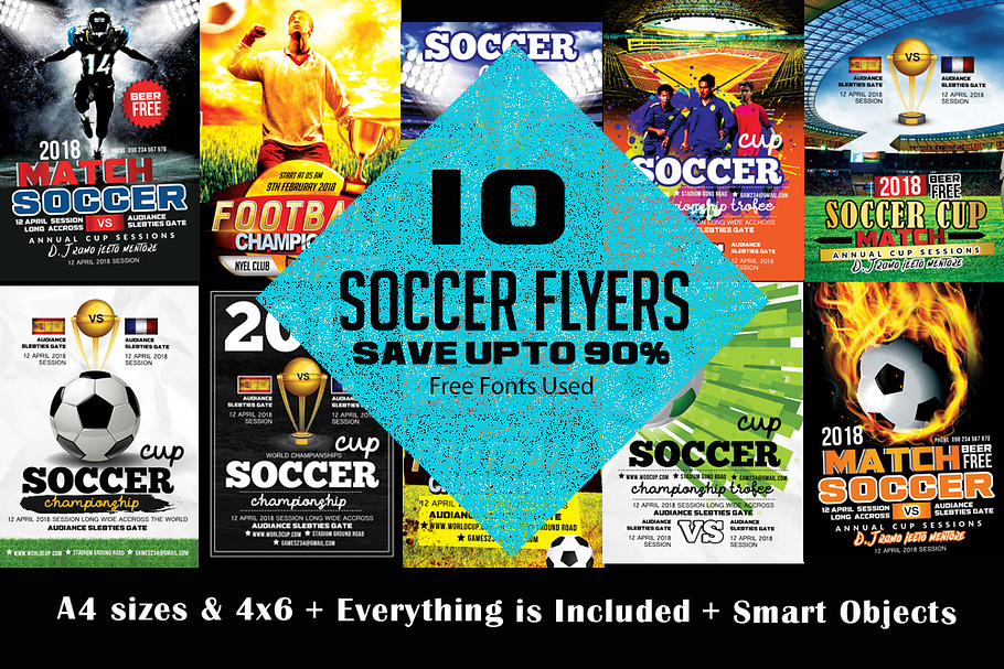10 Soccer Flyer Bundle