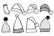 knitted hats isolated