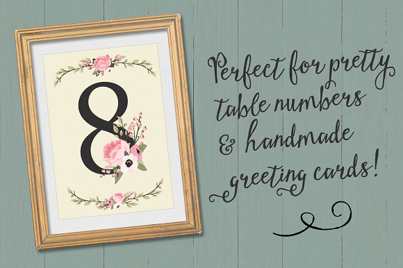 Soft Pink Floral Number Vectors in Illustrations - product preview 1