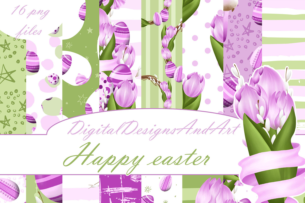 Happy easter in purple in Patterns - product preview 8
