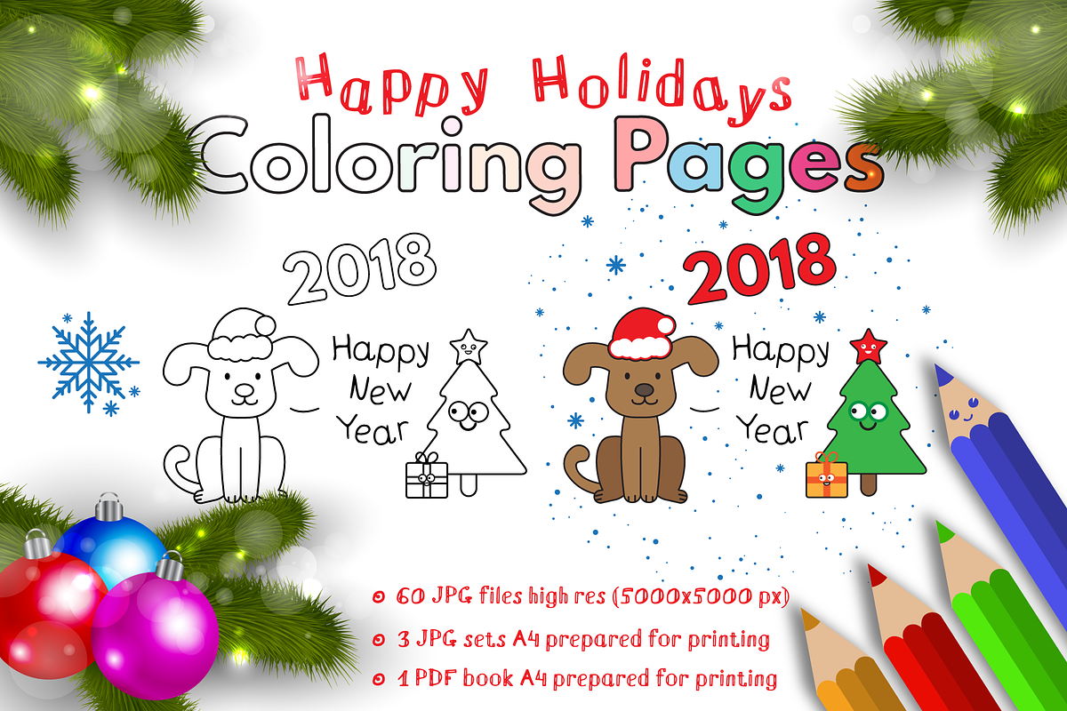 Happy Holidays Coloring Pages in Illustrations - product preview 8