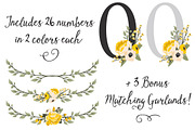 Sunshine Yellow Floral Numbers