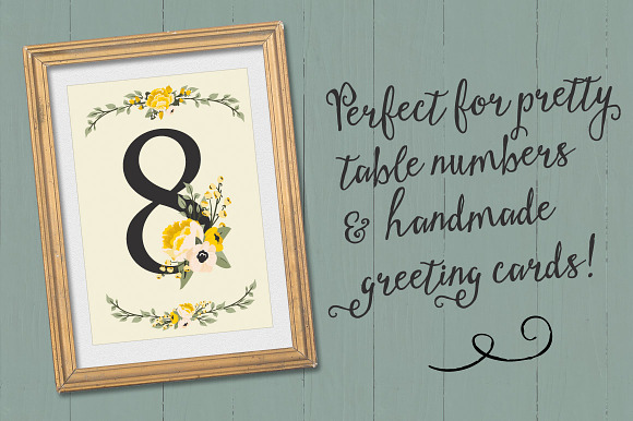 Sunshine Yellow Floral Numbers in Illustrations - product preview 1