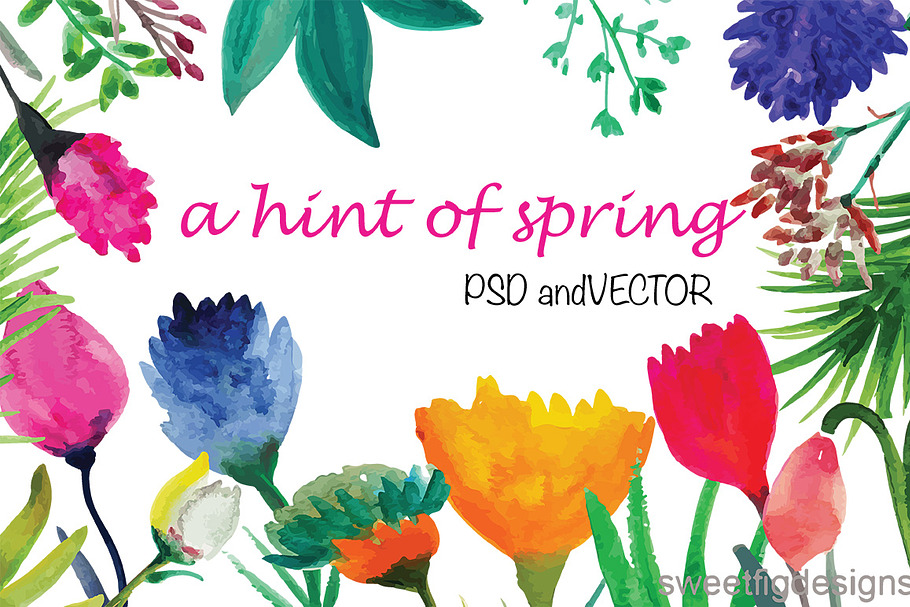watercolor flowers Vector and psd in Illustrations - product preview 8