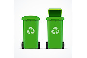 Realistic 3d Recycled Bins for Trash