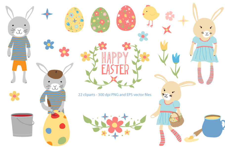Happy Easter Cliparts in Illustrations - product preview 8