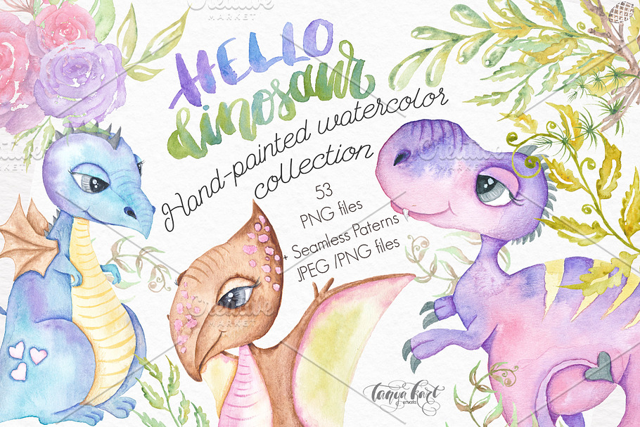 Hello Dinosaur Design Watercolor Kit in Illustrations - product preview 8