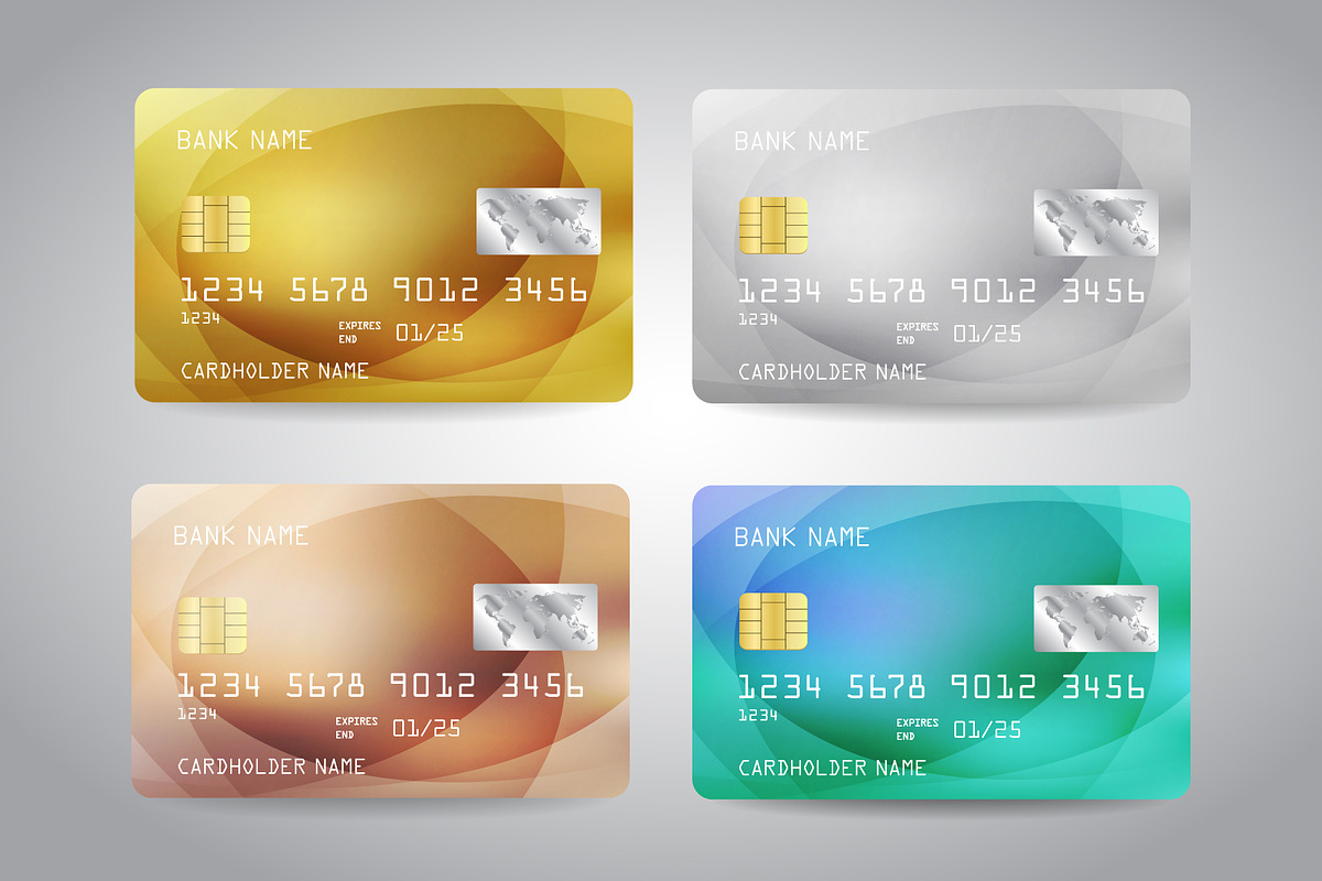 Credit Cards Set Vector Golden Card  in Illustrations - product preview 8