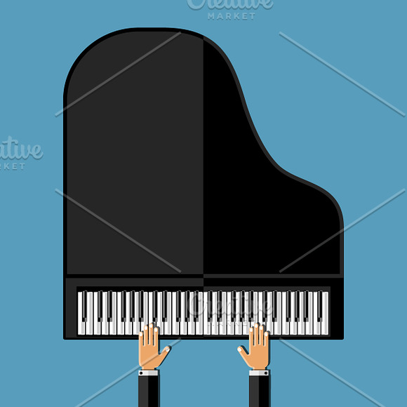 Hands playing the grand piano in Illustrations - product preview 1