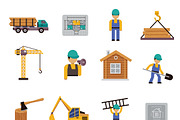 Construction icon flat set