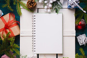 Christmas background with white blank page