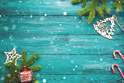 Christmas dark green wooden background