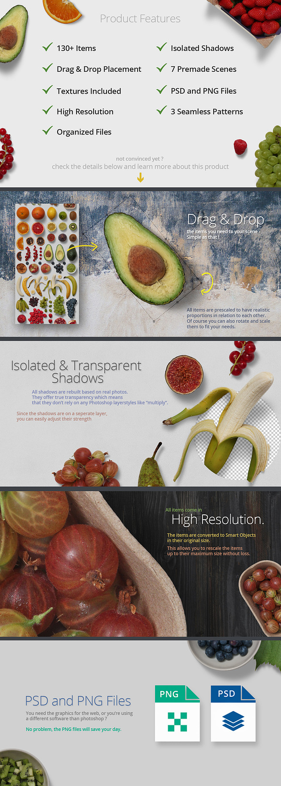 Fruits - Isolated Food Items in Scene Creator Mockups - product preview 1